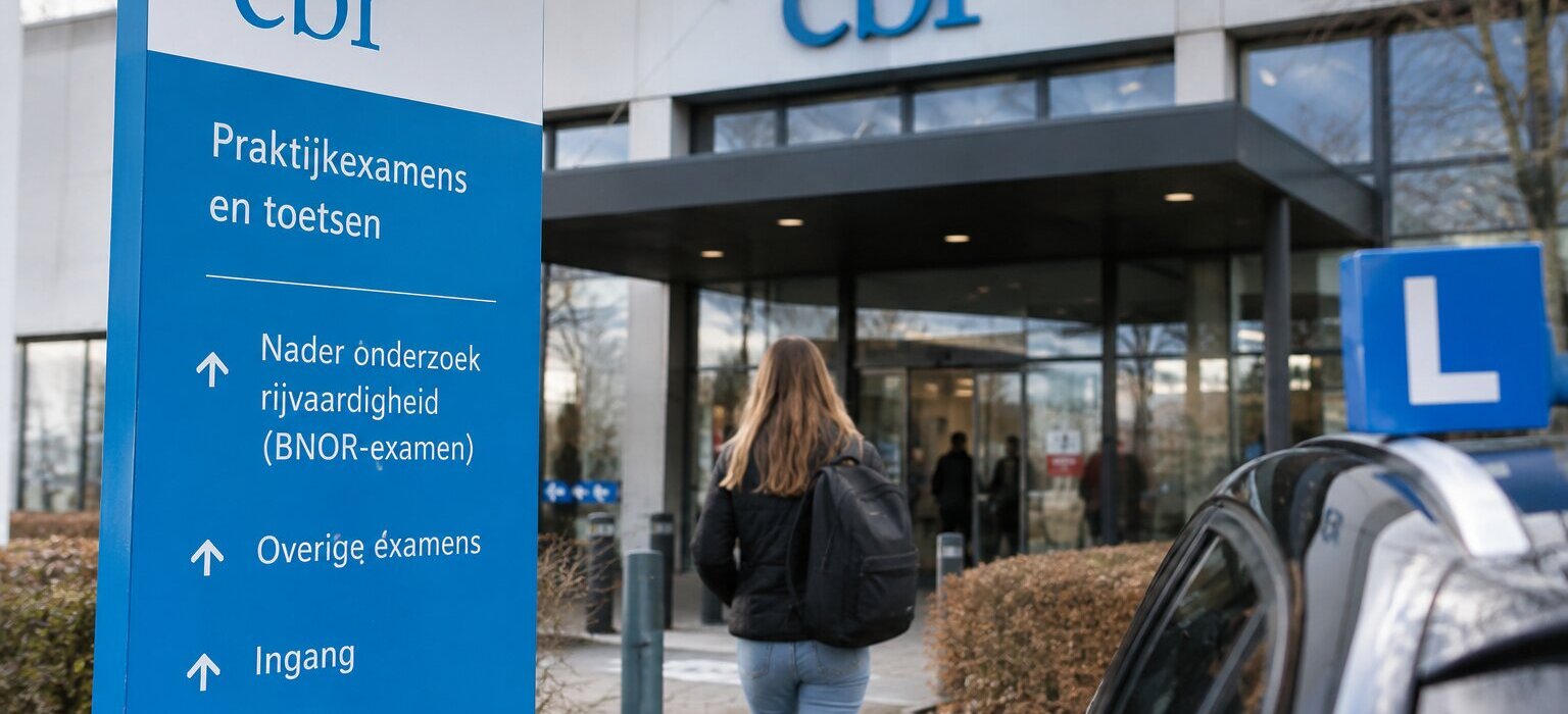 Leerling bij het CBR voor een BNOR-examen of nader onderzoek rijvaardigheid